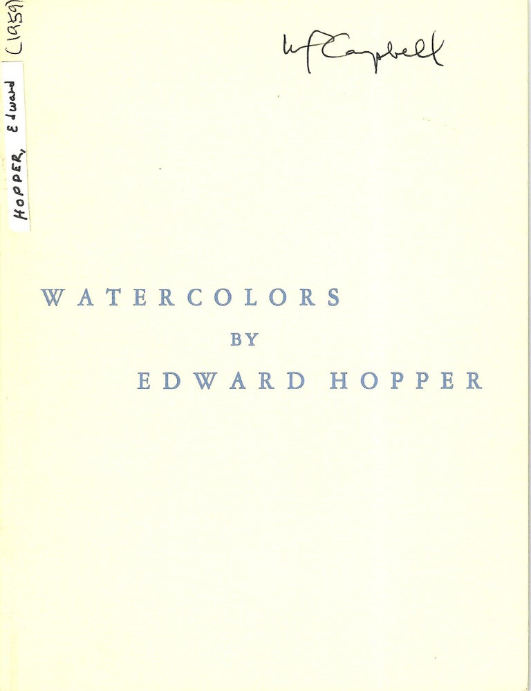 Item #33167 Watercolors by Edward Hopper with a Selection of His Etchings. Charles E. Buckley.